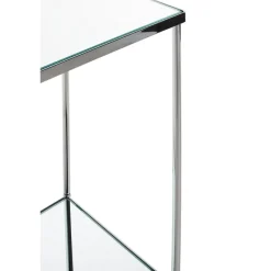 3S. x Home Porte plantes en acier chromé et étagère en verre miroir Best