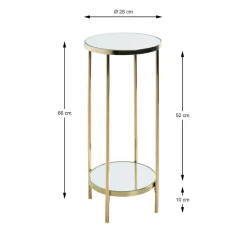 3S. x Home Porte plantes en métal laitonné avec étagères en verre miroir Outlet