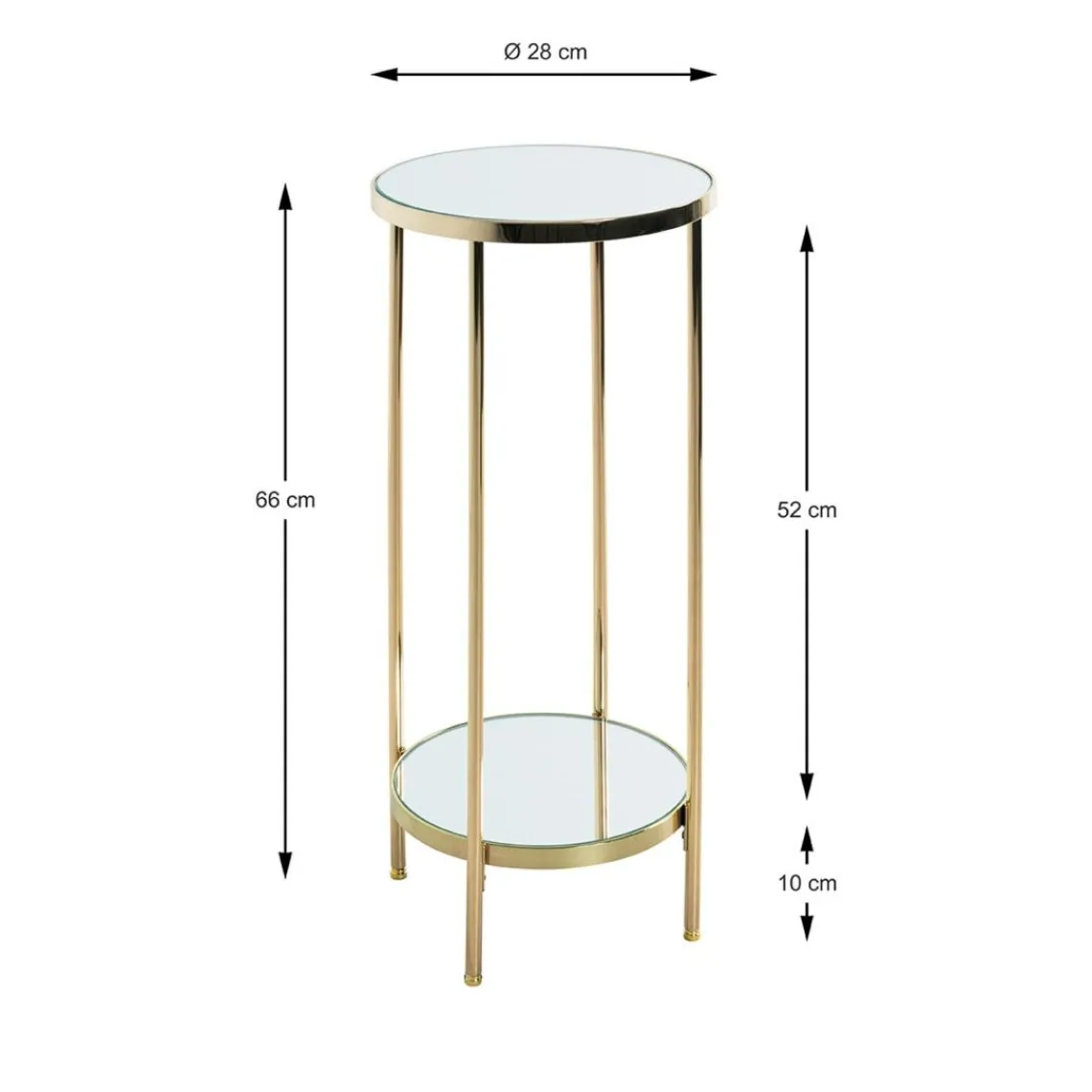 3S. x Home Porte plantes en métal laitonné avec étagères en verre miroir Outlet