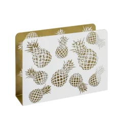 3S. x Home Porte revues motif Ananas découpé en métal laqué blanc et or New