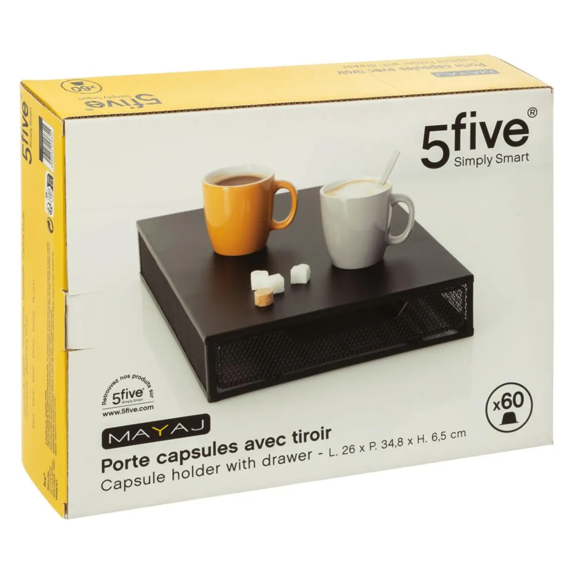 3S. x Home Porte-capsules x60 avec tiroir Noir en Métal Clearance