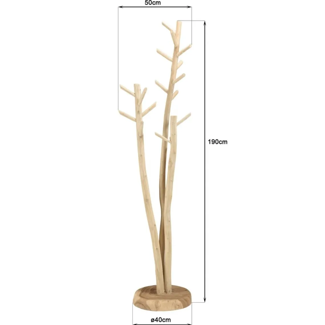 Macabane Porte-manteau 3 branches en Teck naturel WILL Beige Best