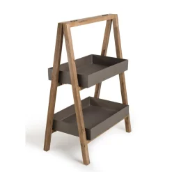 Macabane Porte-plantes, étagère en résine, effet Béton et Acacia - PM Sale