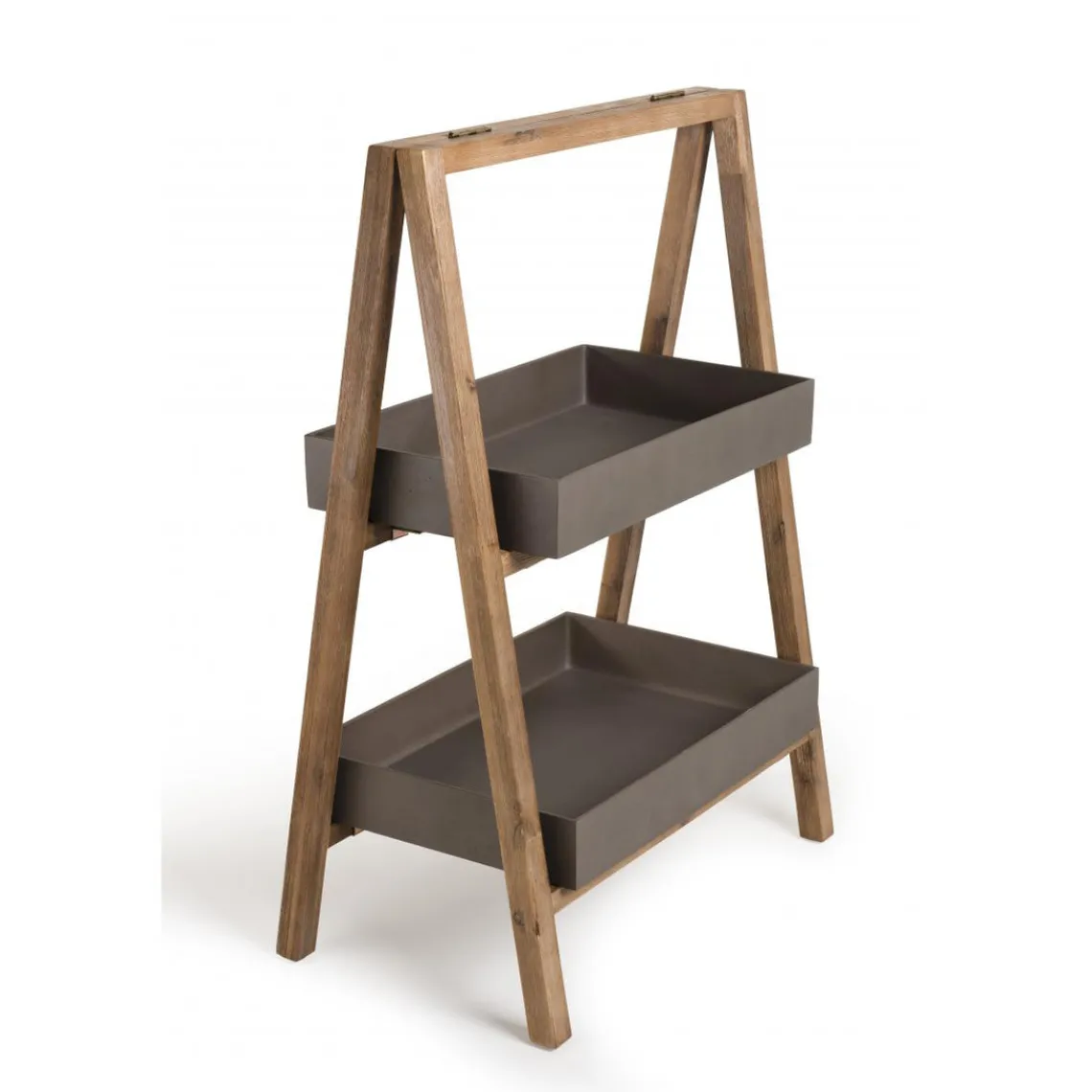 Macabane Porte-plantes, étagère en résine, effet Béton et Acacia - PM Sale