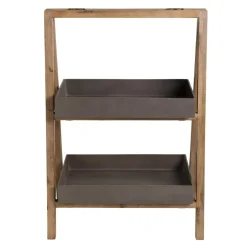 Macabane Porte-plantes, étagère en résine, effet Béton et Acacia - PM Sale