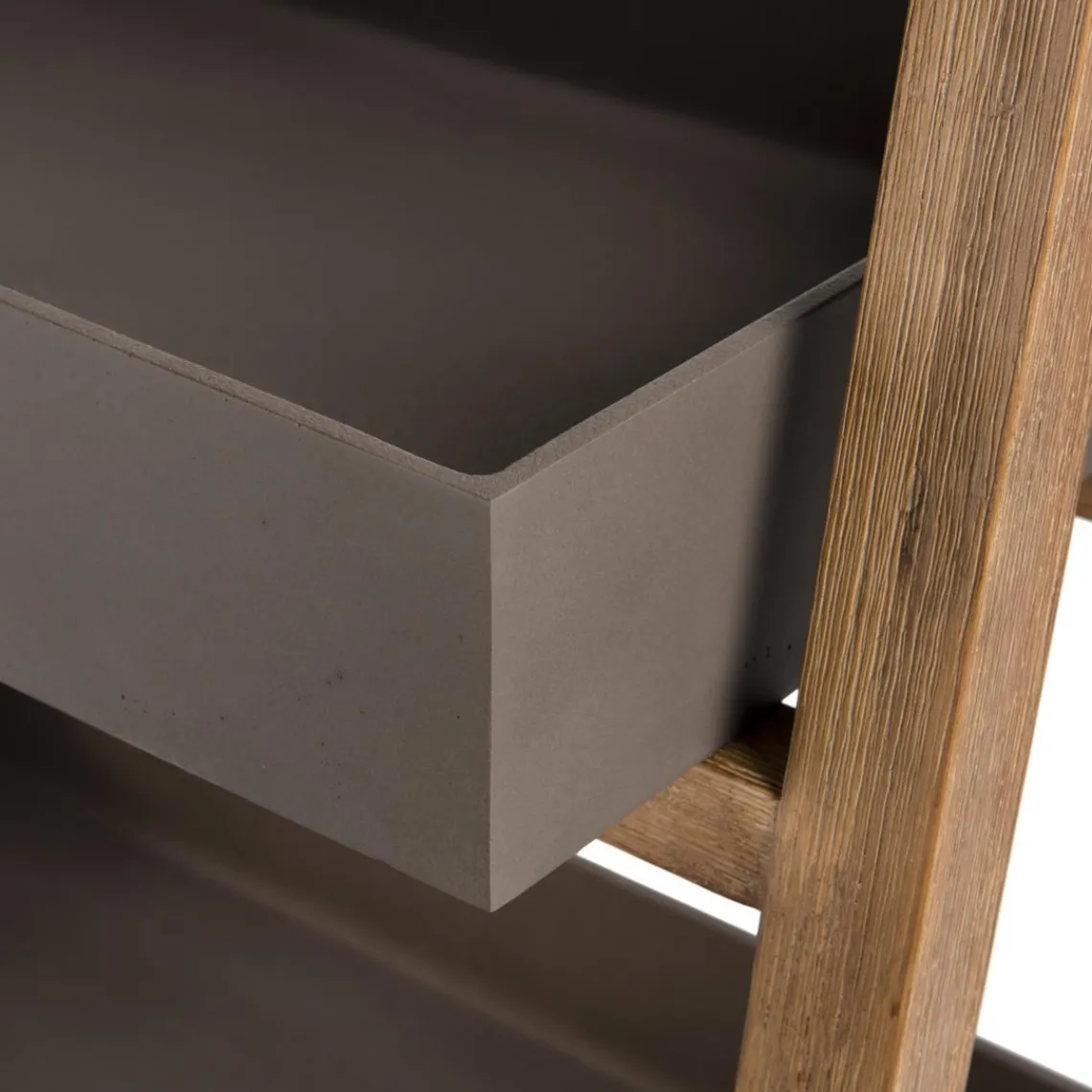 Macabane Porte-plantes, étagère en résine, effet Béton et Acacia - PM Sale