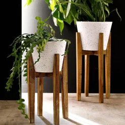 Becquet Pot Décoratif moyen en Bois et résine Plant Up Beige Online