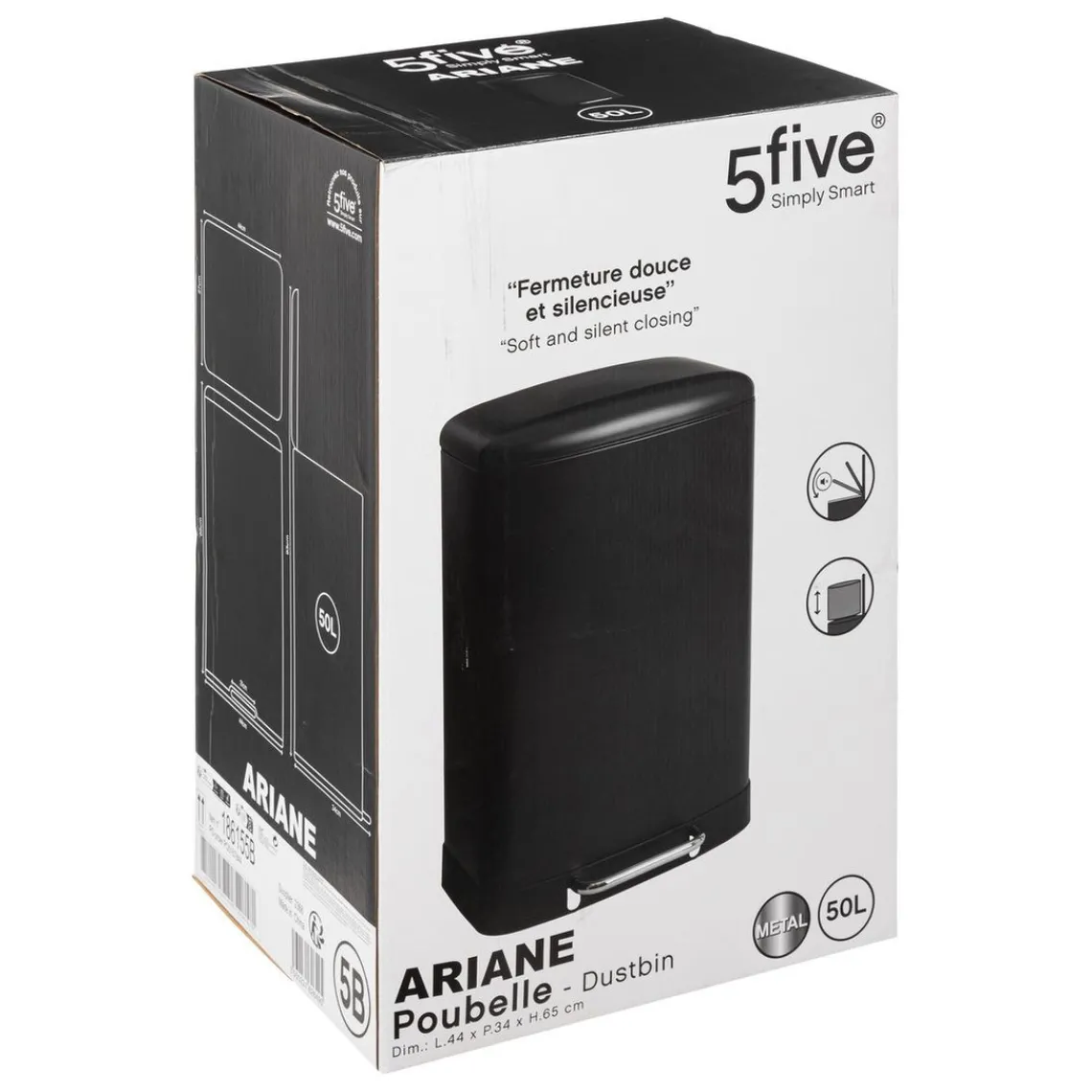 3S. x Home Poubelle à pédale en métal 50L noir Clearance