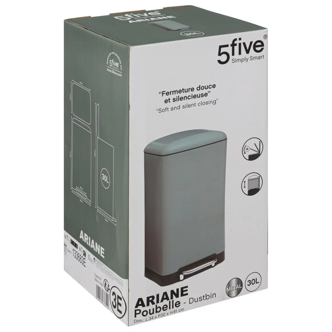 3S. x Home Poubelle à pédale métal 30L Clearance