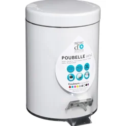 3S. x Home Poubelle blanche en métal 3L Outlet