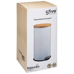 3S. x Home Poubelle couvercle bambou 30L Blanc Sale