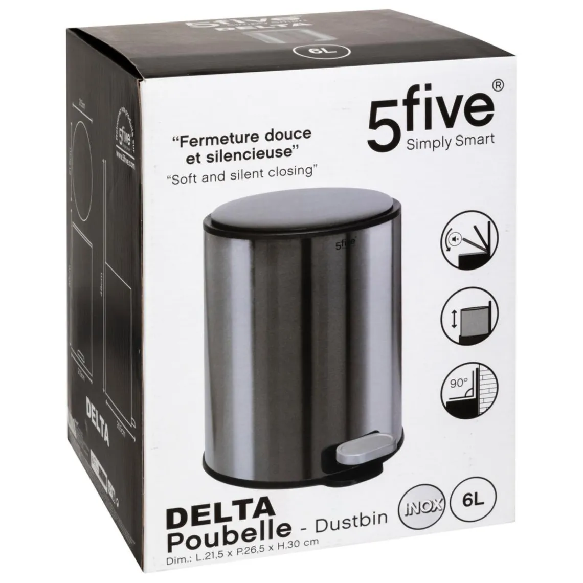 3S. x Home Poubelle métal et inox noir Delta Outlet