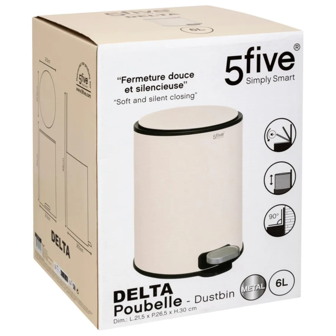 3S. x Home Poubelle métallique 6L argile Delta Sale