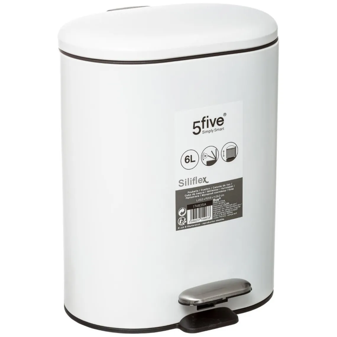 3S. x Home Poubelle Siliflex 6 L Blanc Outlet