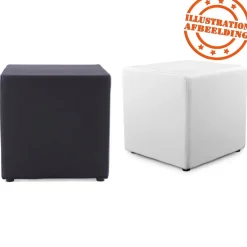ALTEREGO Pouf 'CUBE' de salon en matière synthétique blanche