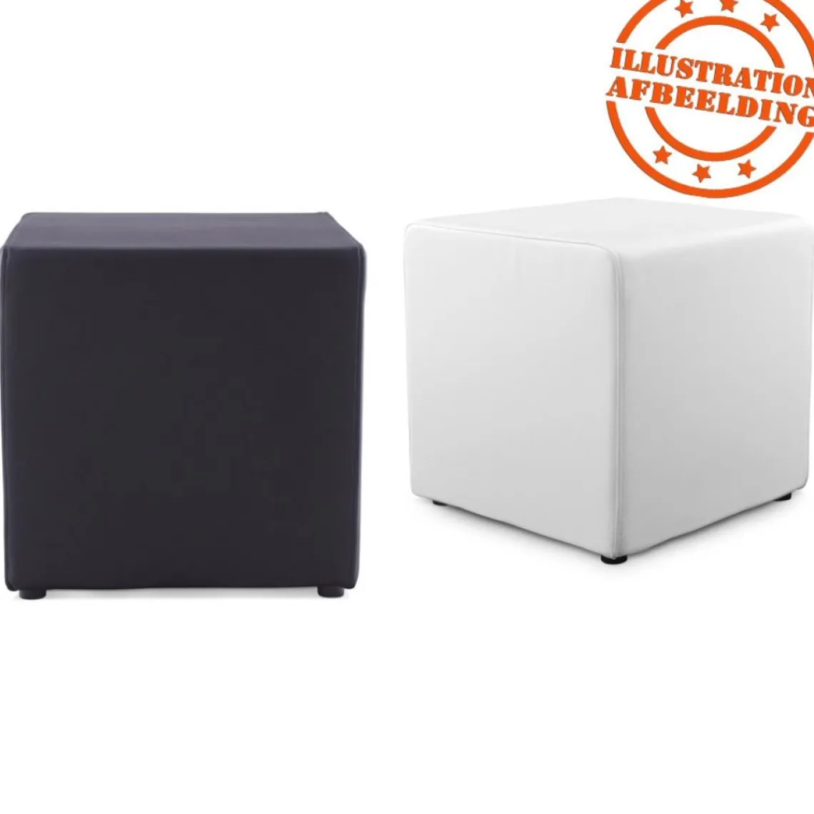 ALTEREGO Pouf 'CUBE' de salon en matière synthétique blanche