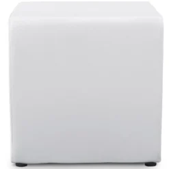 ALTEREGO Pouf 'CUBE' de salon en matière synthétique blanche