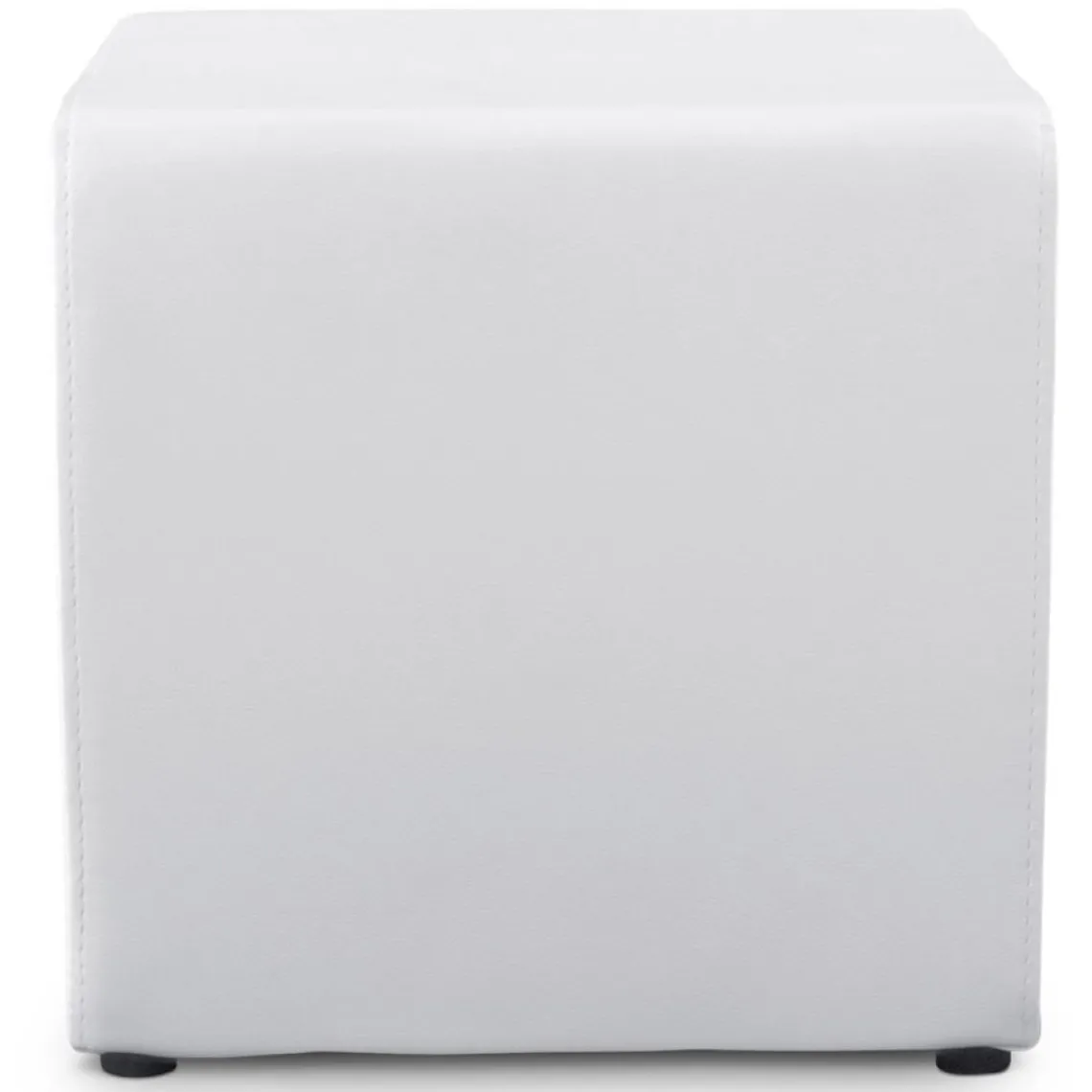 ALTEREGO Pouf 'CUBE' de salon en matière synthétique blanche