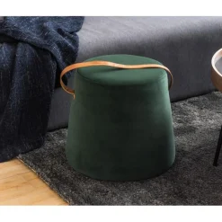 3S. x Home Pouf en Velours Style Scandinave Vert Best