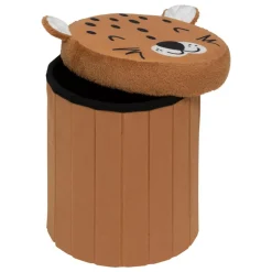 3S. x Home Pouf-coffre enfant léopard pliant Orange Online