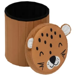 3S. x Home Pouf-coffre enfant léopard pliant Orange Online