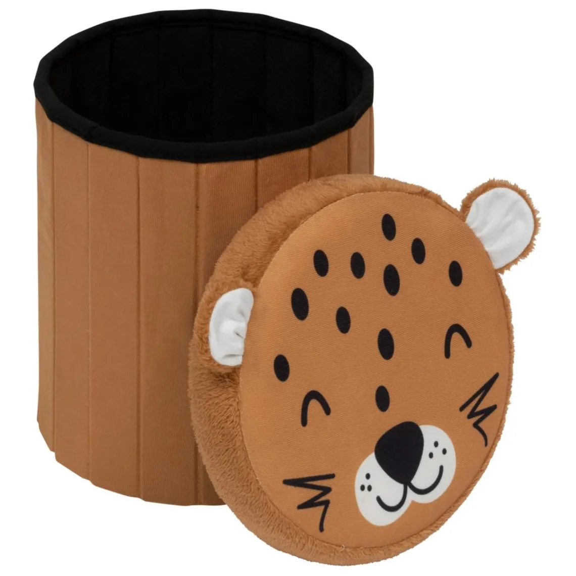 3S. x Home Pouf-coffre enfant léopard pliant Orange Online