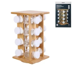 3S. x Home Presentoir a epices 16 pots en bambou MARLER Outlet