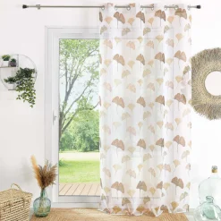 3S. x Home Px voilage etamine imprime 140x240 BILOBA - Terracotta Discount