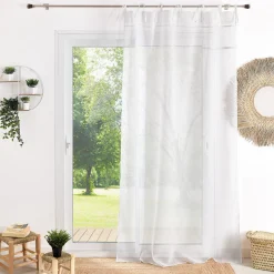 3S. x Home Px voilage etamine parement rubans 140x240 ALBA - blanc Best