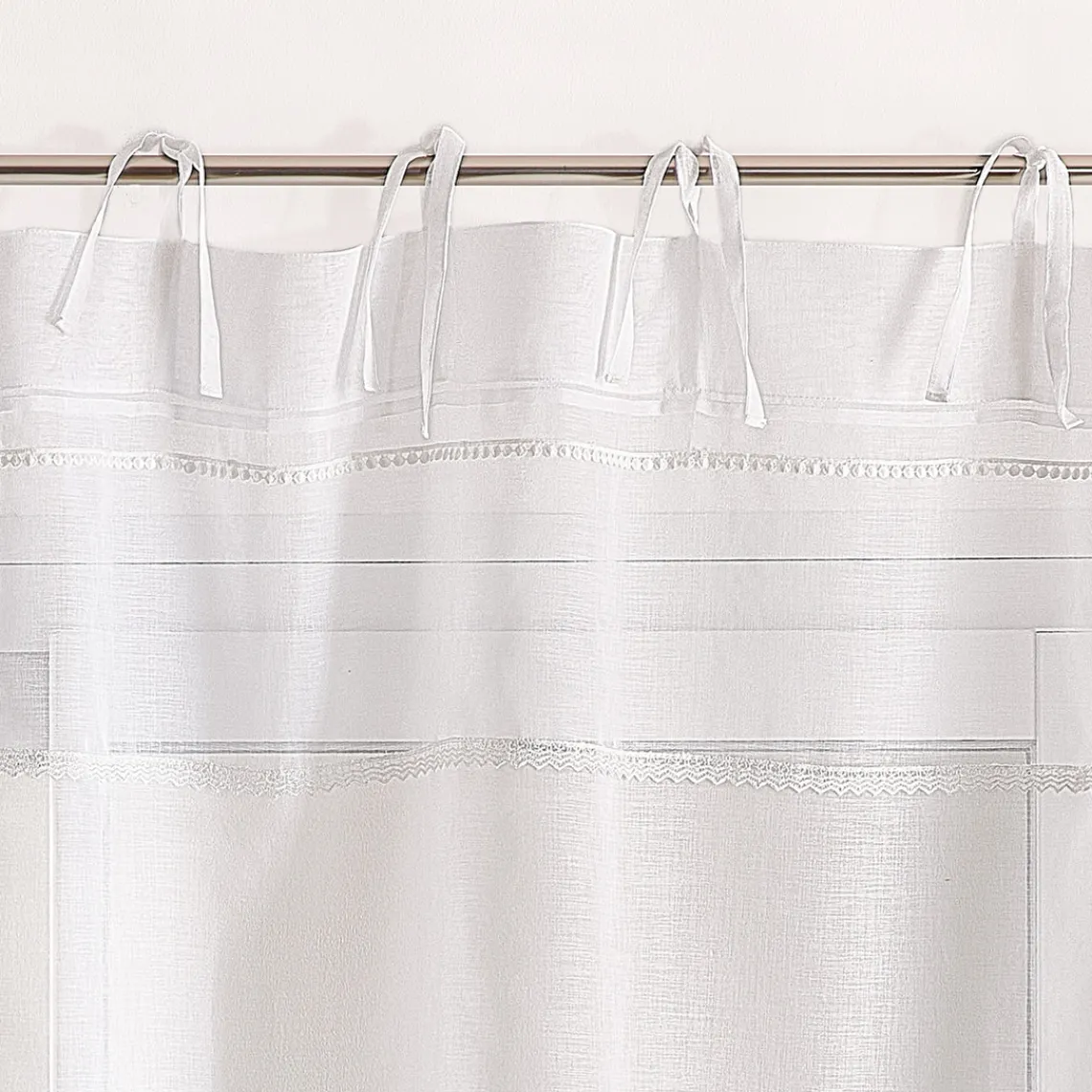 3S. x Home Px voilage etamine parement rubans 140x240 ALBA - blanc Best
