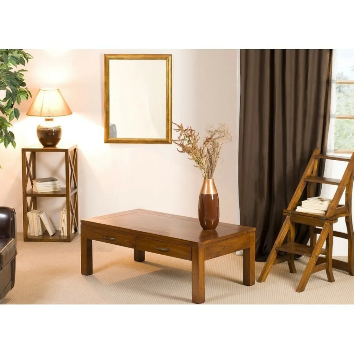 Macabane Rangement 2 cases avec croisillons en bois mindi - EDEN New