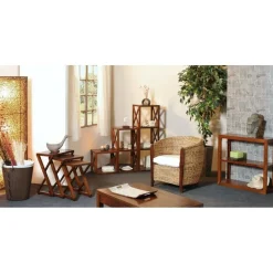 Macabane Rangement 2 cases avec croisillons en bois mindi - EDEN New