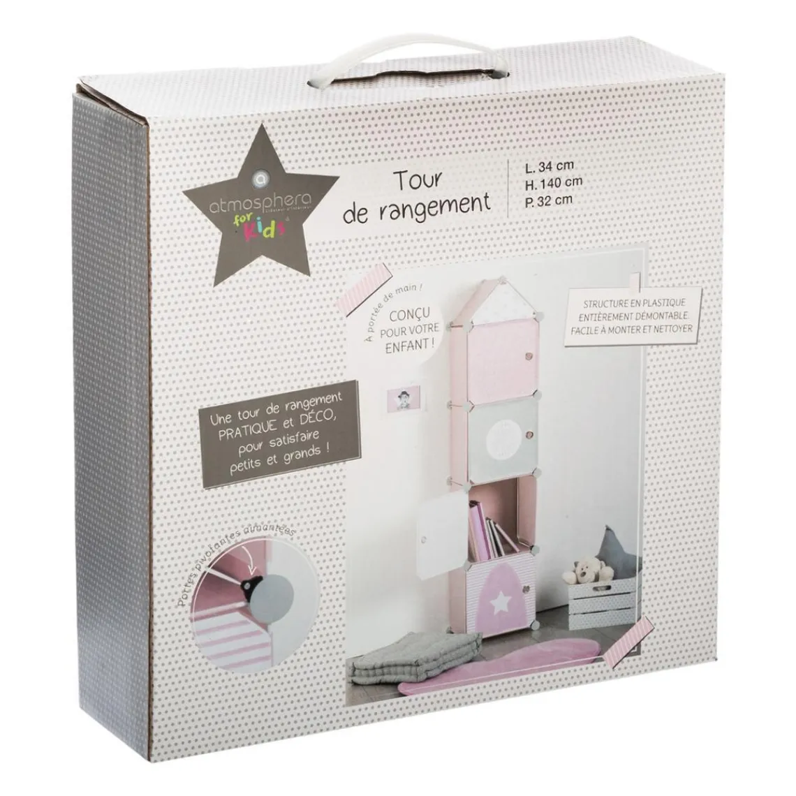 3S. x Home Rangement colonne Rose Discount