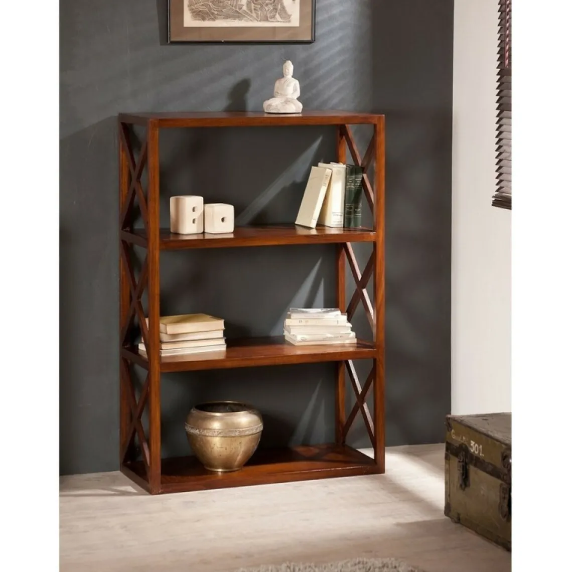 Macabane Rangement croisillons 3 niveaux en bois mindi - EDEN Sale