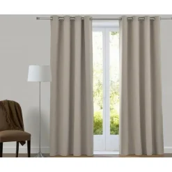 Becquet Rideau à oeillets occultant thermique natté - Taupe Clearance