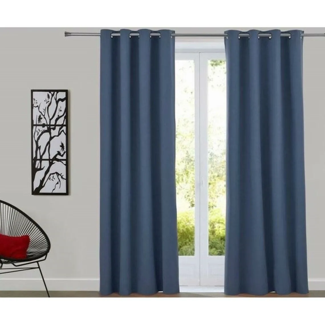 Becquet Rideau à oeillets occultant thermique natté - Gris Ardoise Clearance