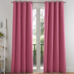 Becquet Rideau à oeillets unis occultants thermiques aspect chambray - Rose Hot