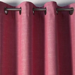 Becquet Rideau à oeillets unis occultants thermiques aspect chambray - Rose Hot