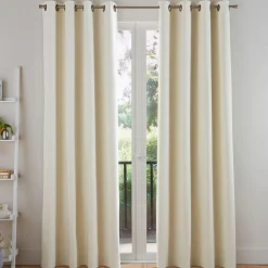 Becquet Rideau à oeillets unis occultants thermiques aspect chambray -nature Hot