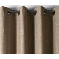 Becquet Rideau à oeillets unis occultants thermiques aspect chambray - Marron Sale