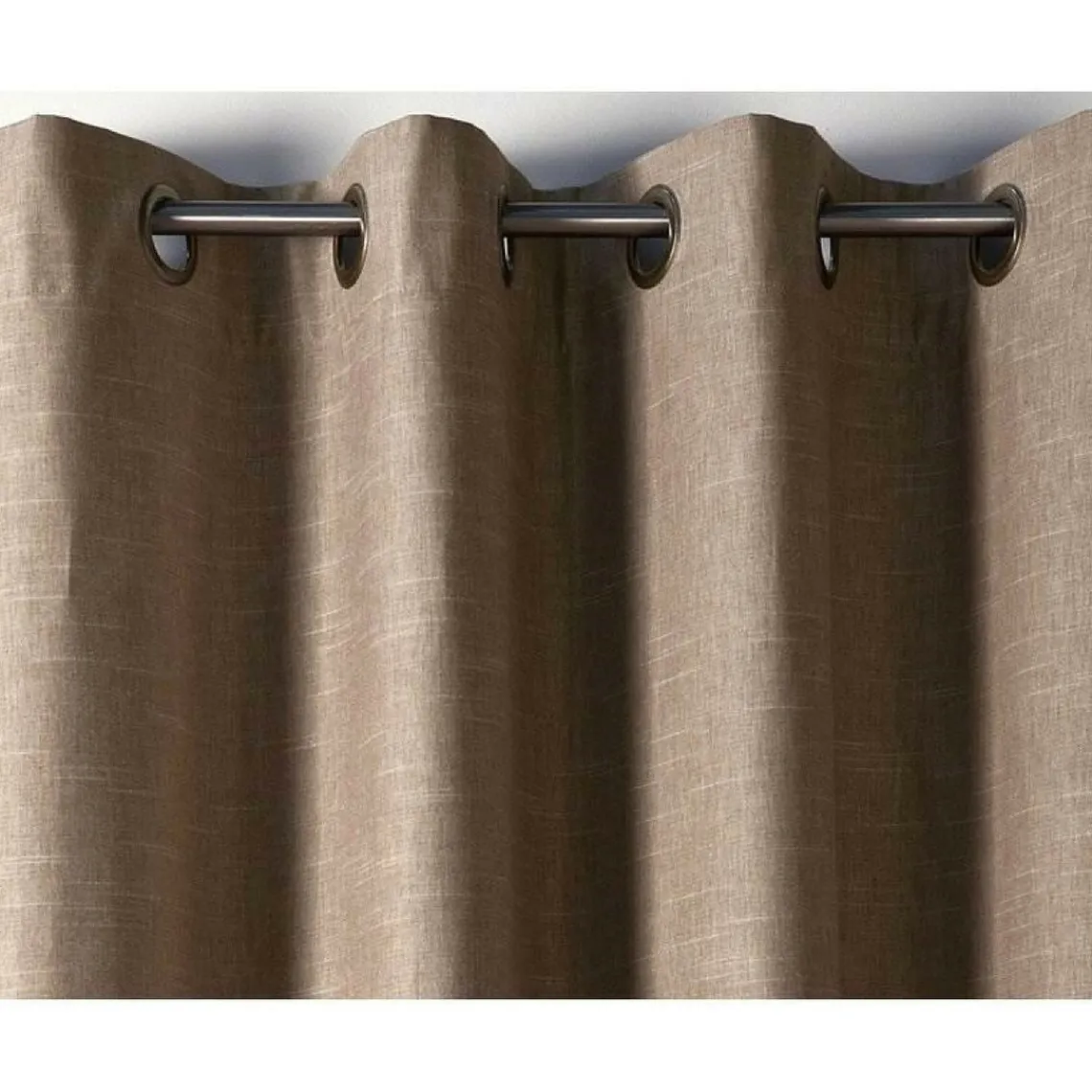 Becquet Rideau à oeillets unis occultants thermiques aspect chambray - Marron Sale