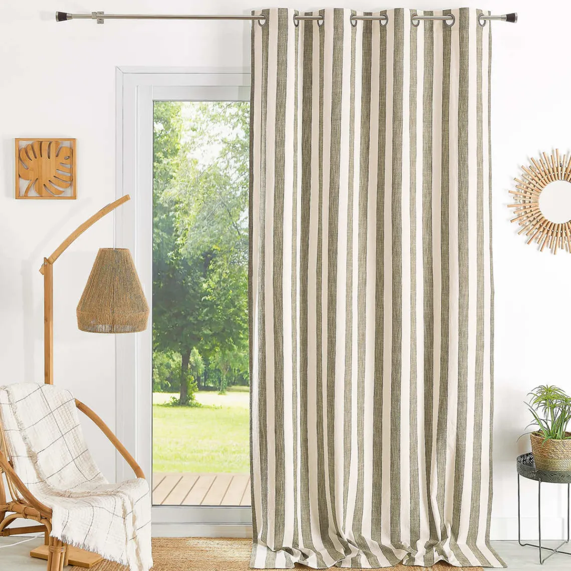3S. x Home Rideau ameublement coton flamme 140x260 - Kaki Best