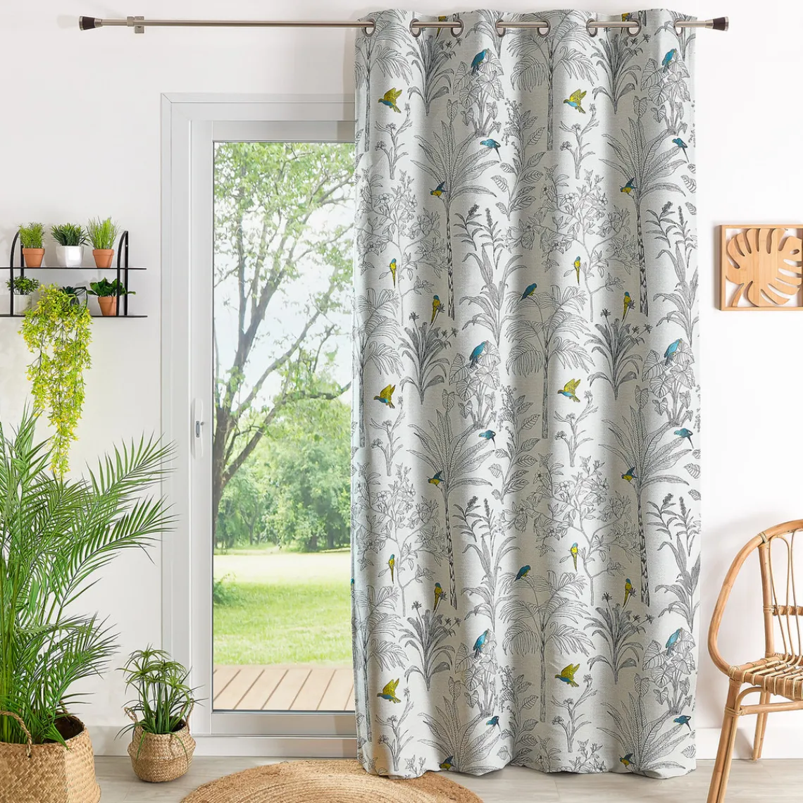 3S. x Home Rideau ameublement jacquard 140x260 RIO - bleu Outlet