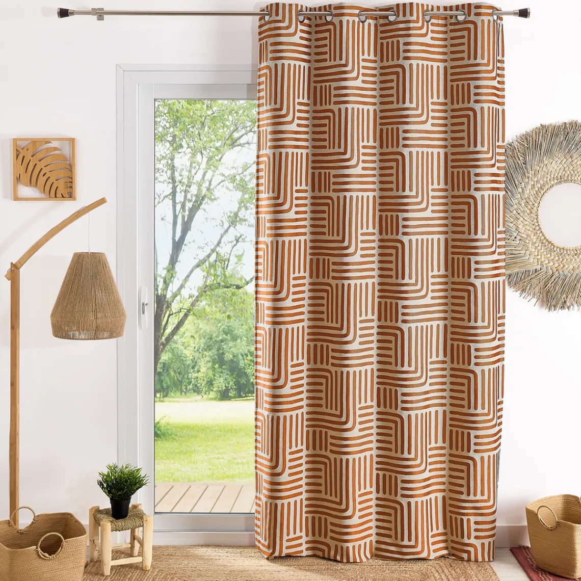 3S. x Home Rideau ameublement jacquard 140x260 HALI - Terracotta Outlet
