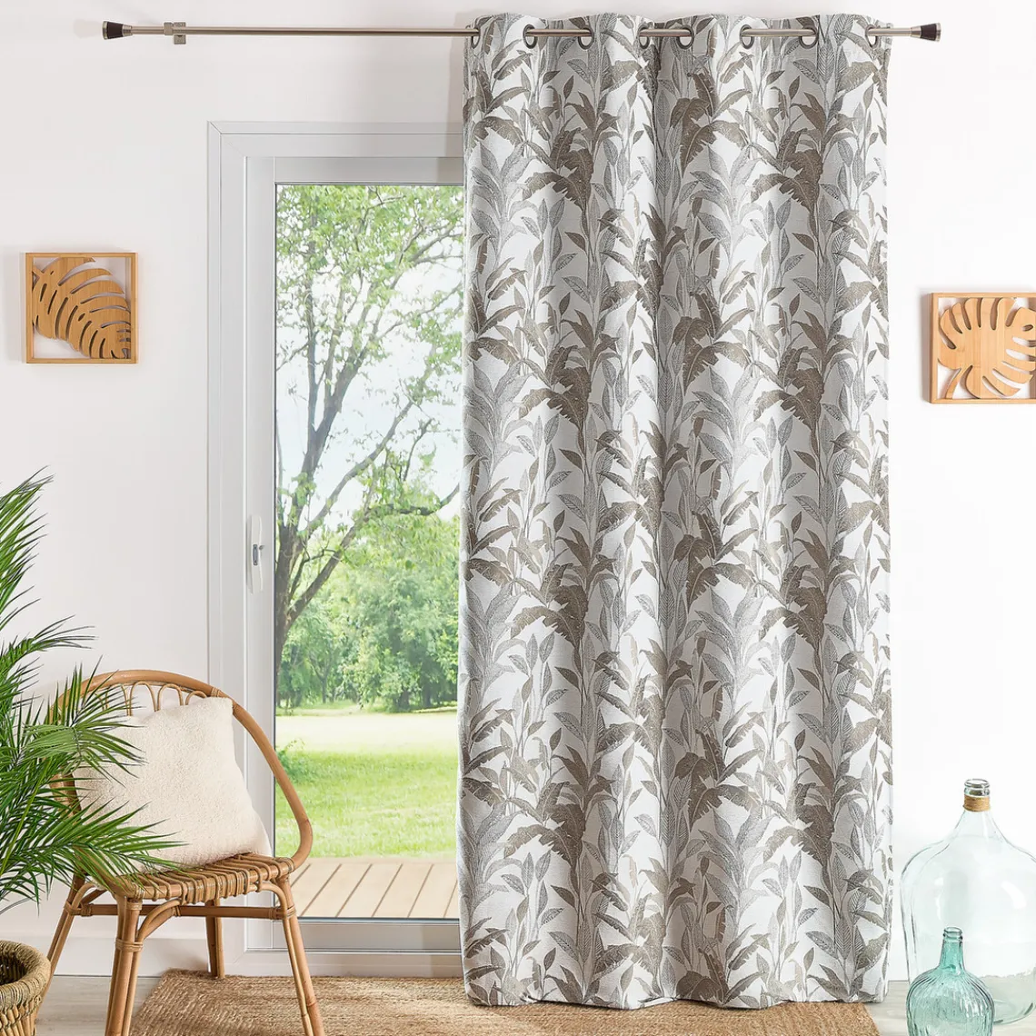 3S. x Home Rideau ameublement jacquard chenille 140x260 VEDILLIA - blanc Outlet