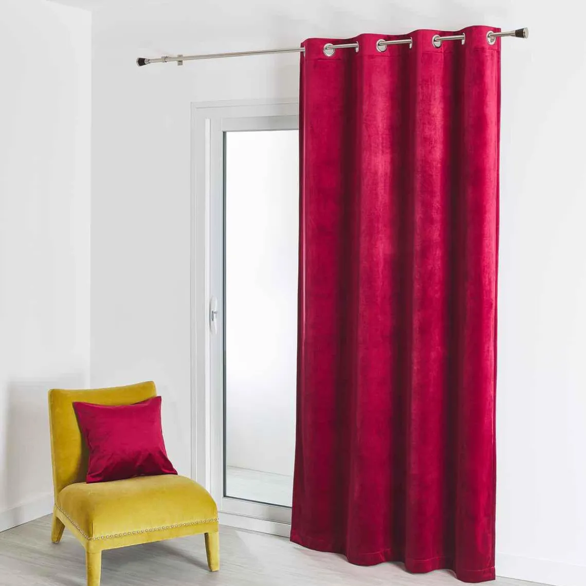 3S. x Home Rideau d'Ameublement Uni Bordeaux 135X260 cm VELOURS Best