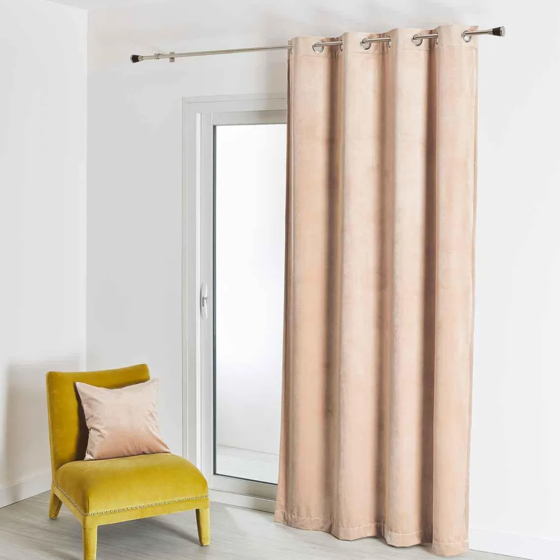 3S. x Home Rideau d'Ameublement Uni Ivoire 135X260 cm VELOURS New