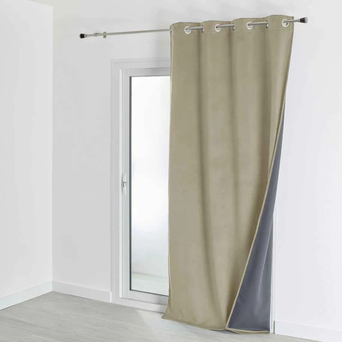 3S. x Home Rideau d'Ameublement Velours Double Polaire 135x280 cm VELVETA - Lin Hot