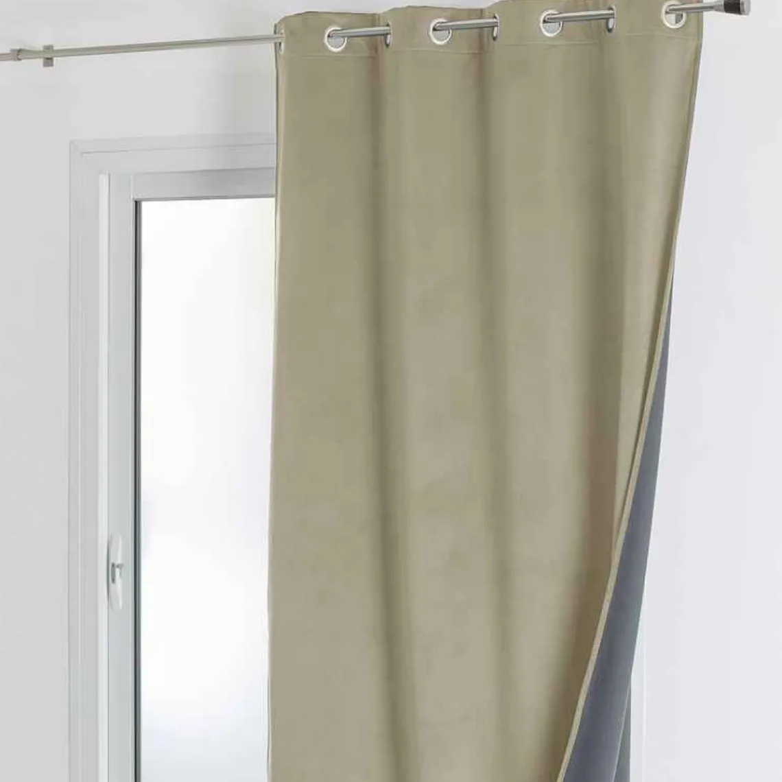 3S. x Home Rideau d'Ameublement Velours Double Polaire 135x280 cm VELVETA - Lin Hot