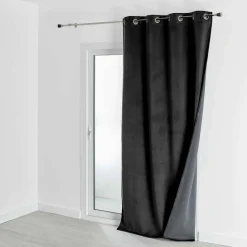 3S. x Home Rideau d'Ameublement Velours Double Polaire 135x280 cm VELVETA - Noir Sale